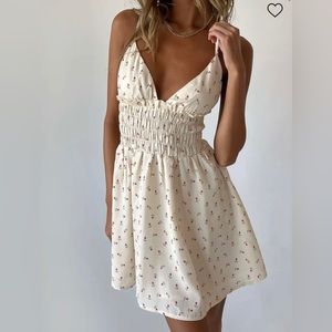 PRINCESS POLLY ROZA MINI DRESS BEIGE